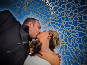 Bride and Groom Kissing